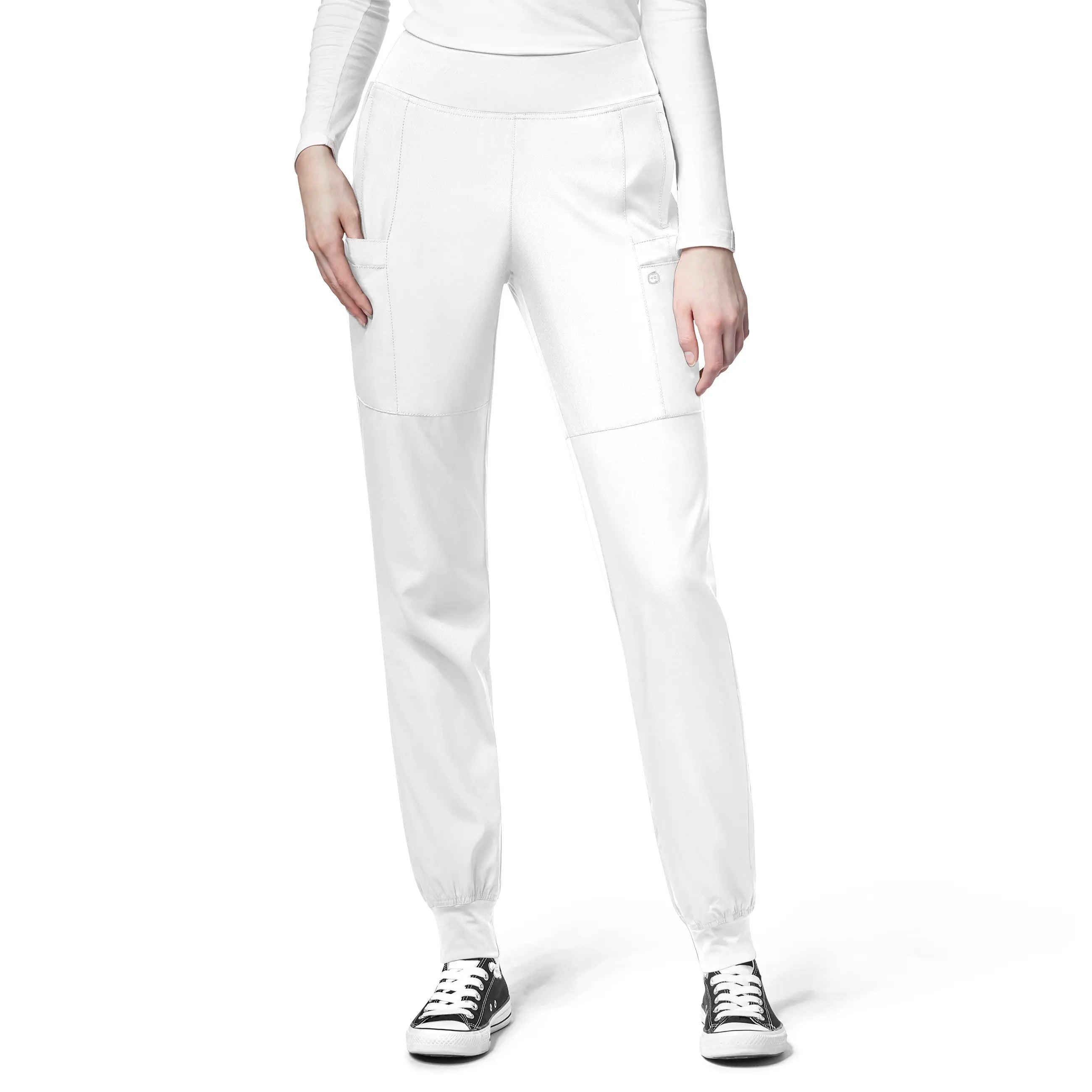 Weekend Bargains to Relish Wink Women's Comfort Waist Cargo Jogger Scrub Pant - White