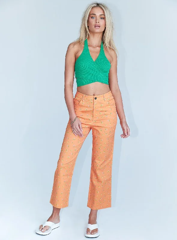Weekend Deals to Brighten Your Day Ivy Floral Straight Leg Jeans Orange