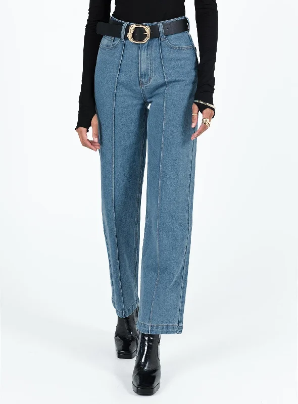 Extra Savings Booran Wide Leg Mid Wash Denim Jean