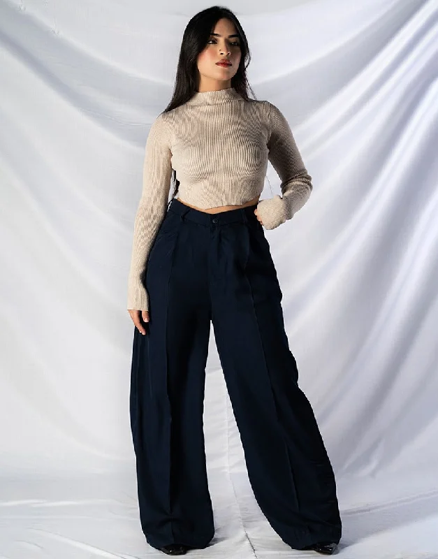 Don’t Miss Out Wide Georgette Pants Navy