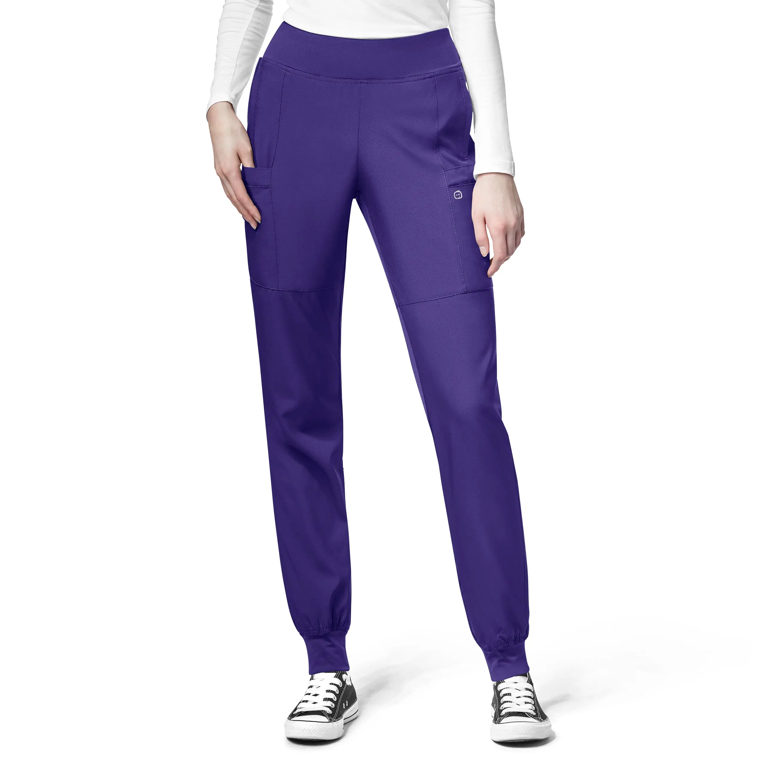 Best Bargains Wink Women's Comfort Waist Cargo Jogger Scrub Pant - Grape