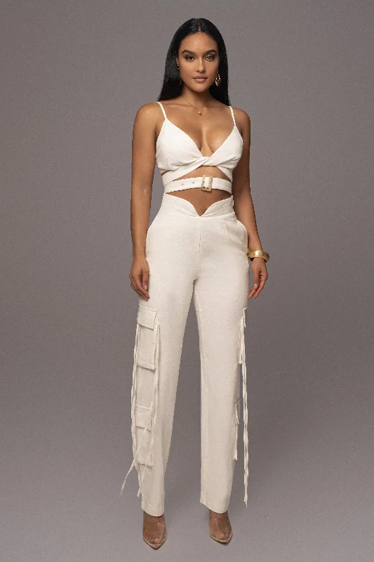 Weekend Specials to Savor White Better Half Linen Utility Pants
