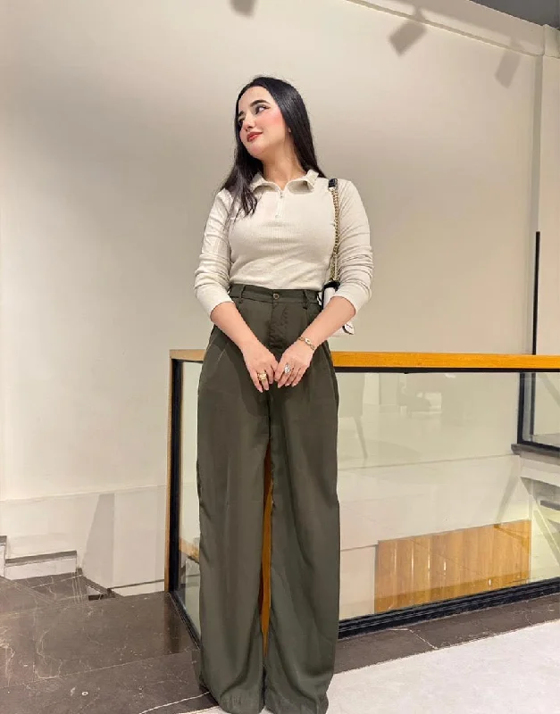 Clearance Event Wide Georgette Pants Olive