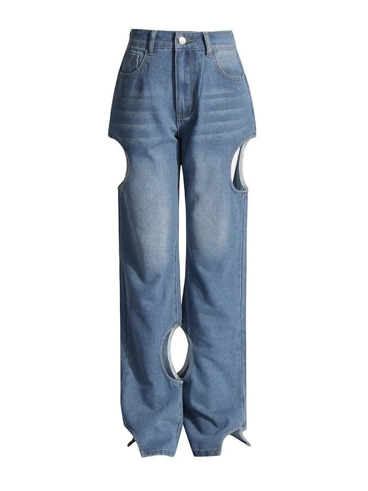 Flash Sale Hollow Out Denim Pants