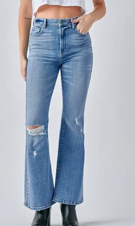 The Best Deal Light Wash Distressed Stretch Flare Jean 31" Inseam by Hidden Jeans