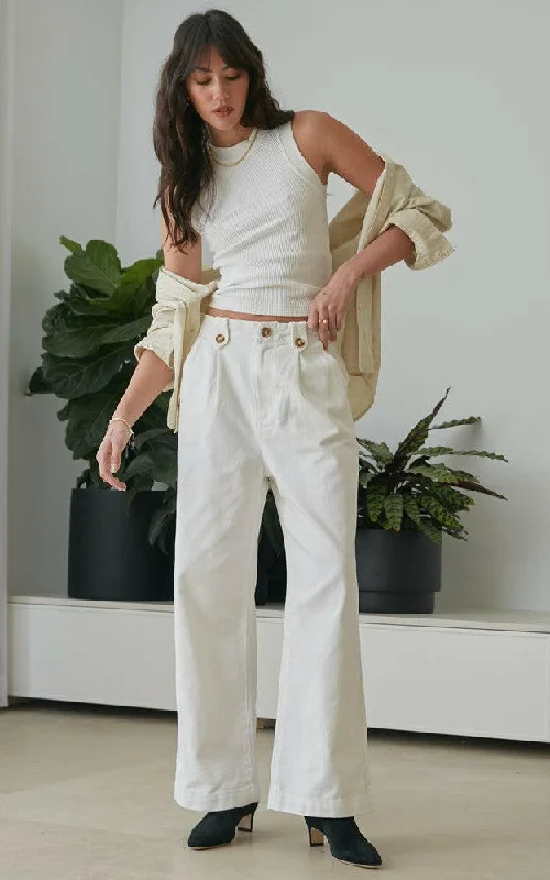 Weekend Offers That Tempt Reina Ivory Boyfriend Twill Pants