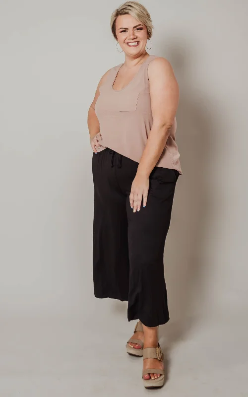 Limited Supply Black Wide Leg Capri - Final Sale