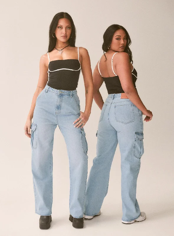 Instant Discount Belgrove Cargo Jeans Mid Wash Denim