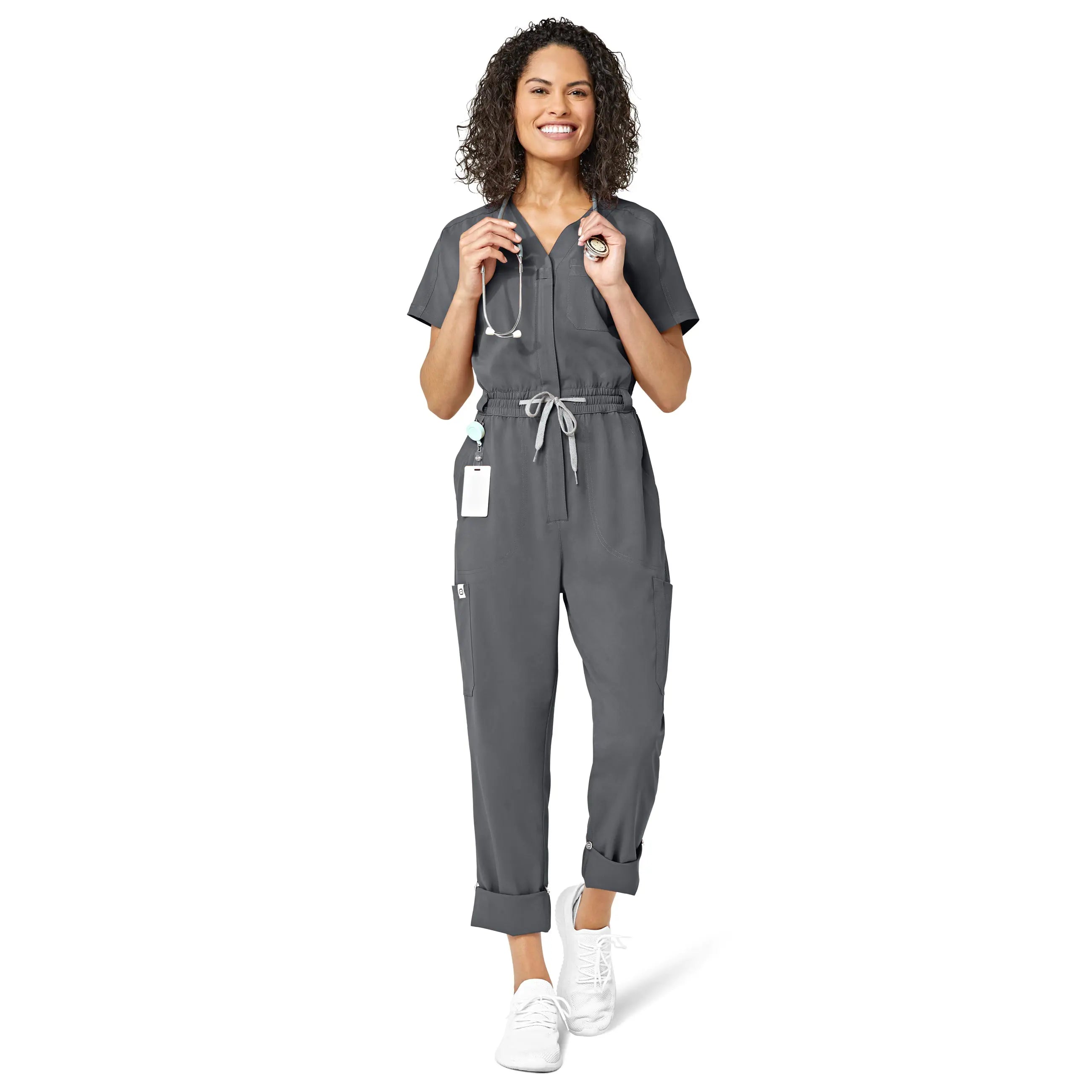 Super Savings Wink Women's Zip Front Jumpsuit - Pewter