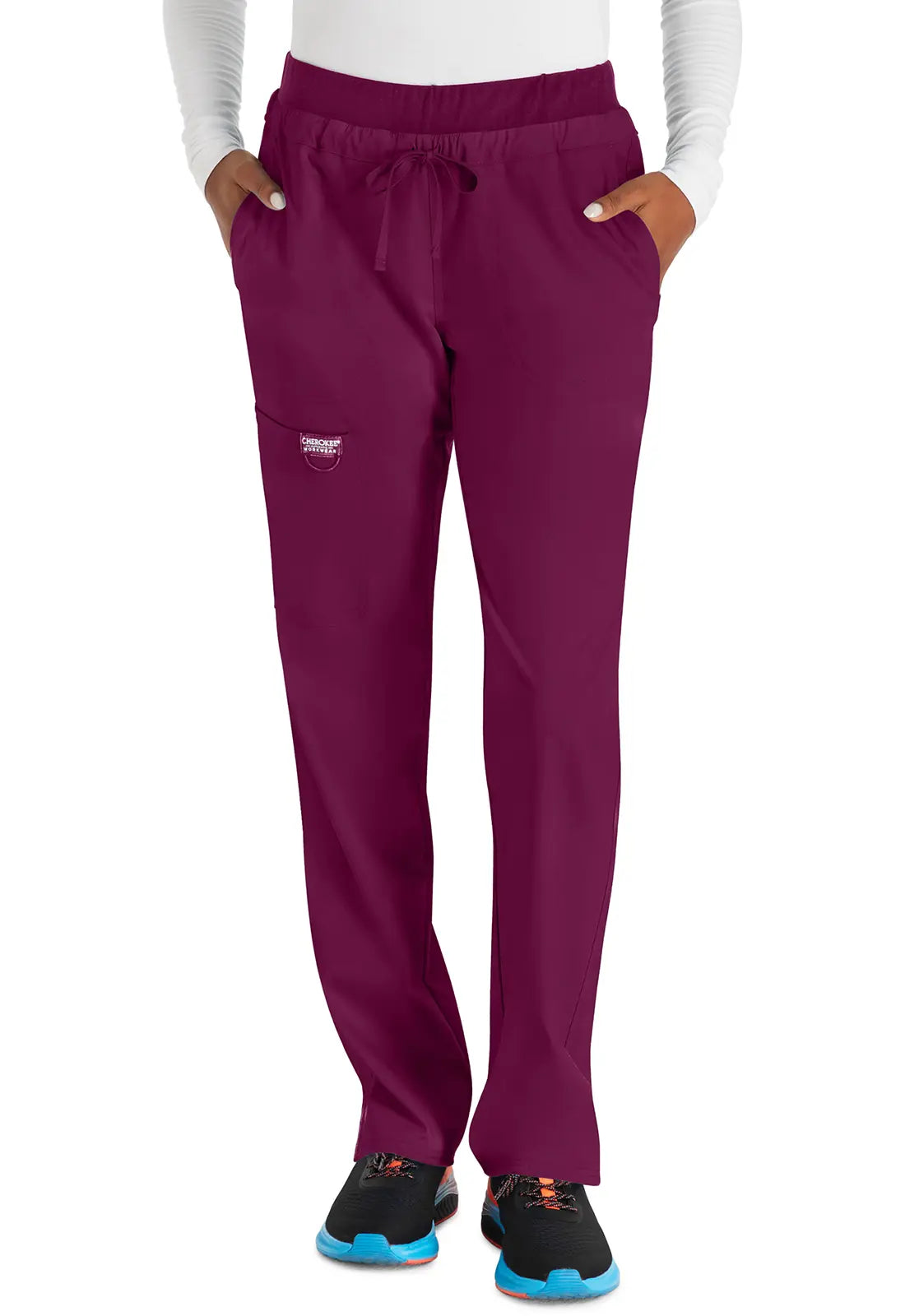 Deal of the Day Cherokee Women's Mid Rise Tapered Leg Drawstring Pant - Wine