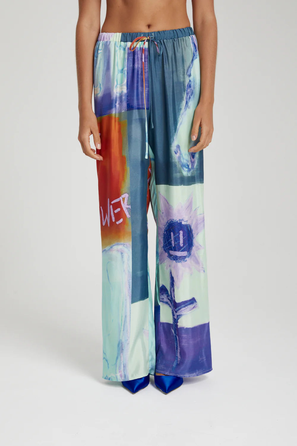 Weekend Offers That Thrill ELASTIC WAIST PANTS - BLUE SUNFLWR