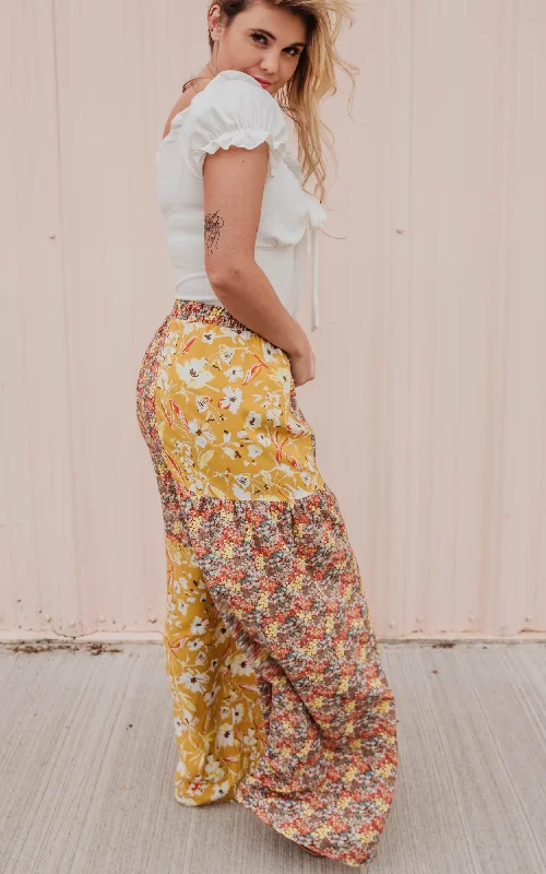 Great Deal Boho Floral Patch Palazzo Pants | FINAL SALE*