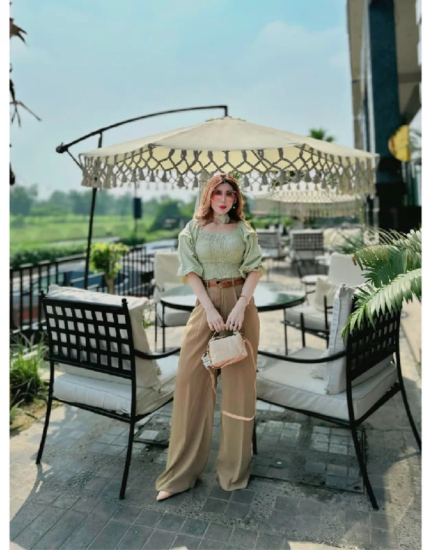 Season Finale Sale Wide Georgette Pants Beige