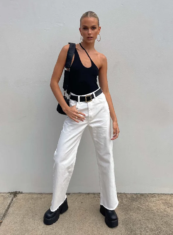 Flash Deal Tashena Wide Leg Denim Jeans White