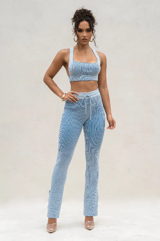 Don't Miss Denim/White Faya Ribbed Pants