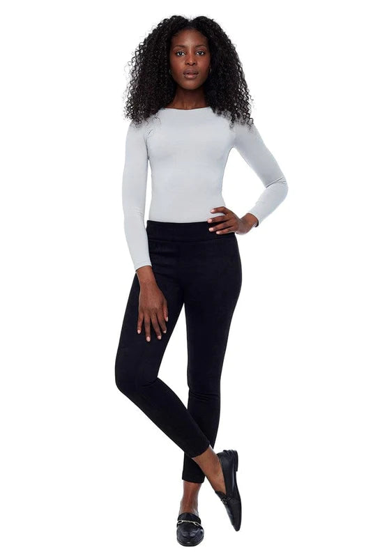 YEAR-End Clearance VEGAN SUEDE SLIM PANT- BLACK