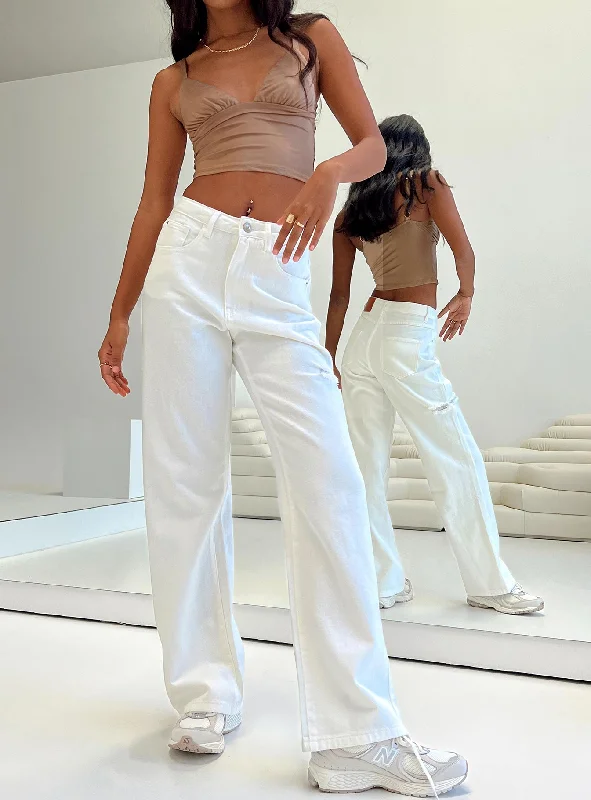 Weekend Offers You Can't Ignore Johnston Wide Leg Jeans White