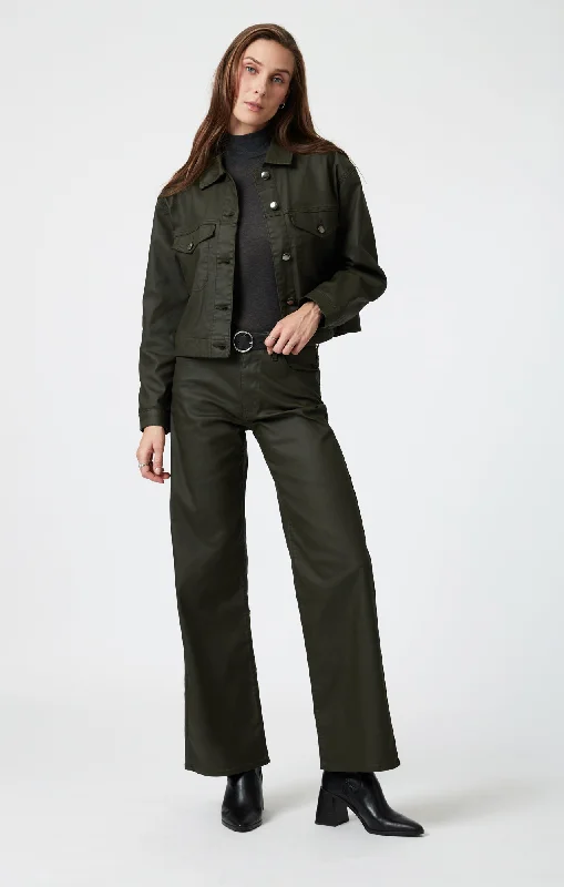 Cash Savings ALENA WIDE LEG IN DARK OLIVE COATED