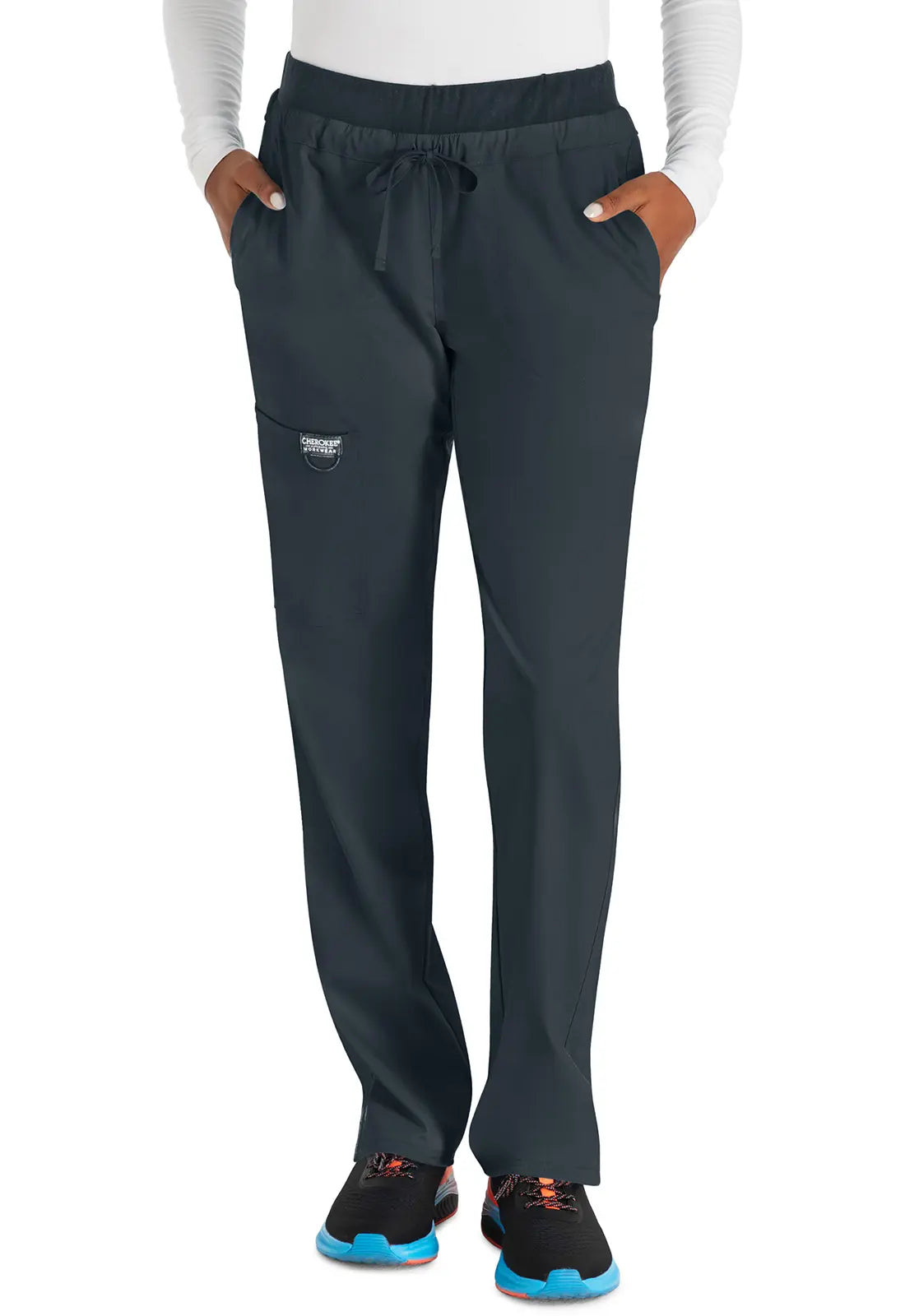 Weekend Special Cherokee Women's Mid Rise Tapered Leg Drawstring Pant - Pewter
