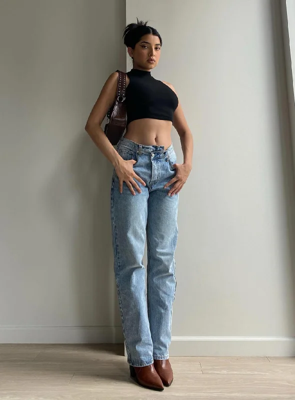 Weekend Savings Fiesta Holly Asymmetric Straight Leg Jean Light Wash Denim Lower Impact Weekend Savings Fiesta Holly Asymmetric Straight Leg Jean Light Wash Denim Lower Impact