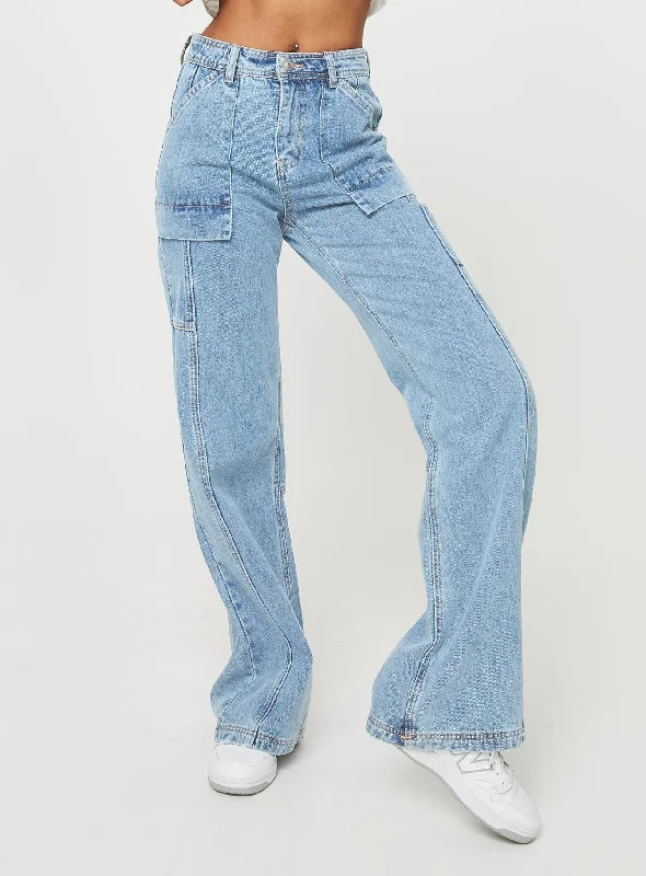 Amazing Deals Chad Cargo Jeans Mid Wash Denim