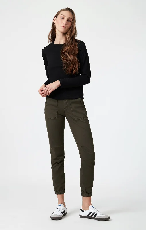 Stock Up IVY SLIM CARGO IN DARK GREEN LUXE TWILL