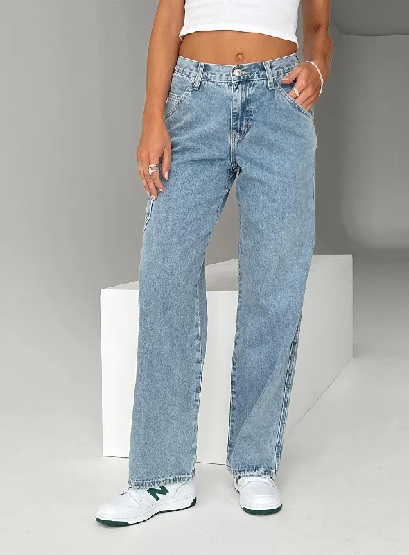 Great Deal Tami Cargo Jeans Mid Wash Denim
