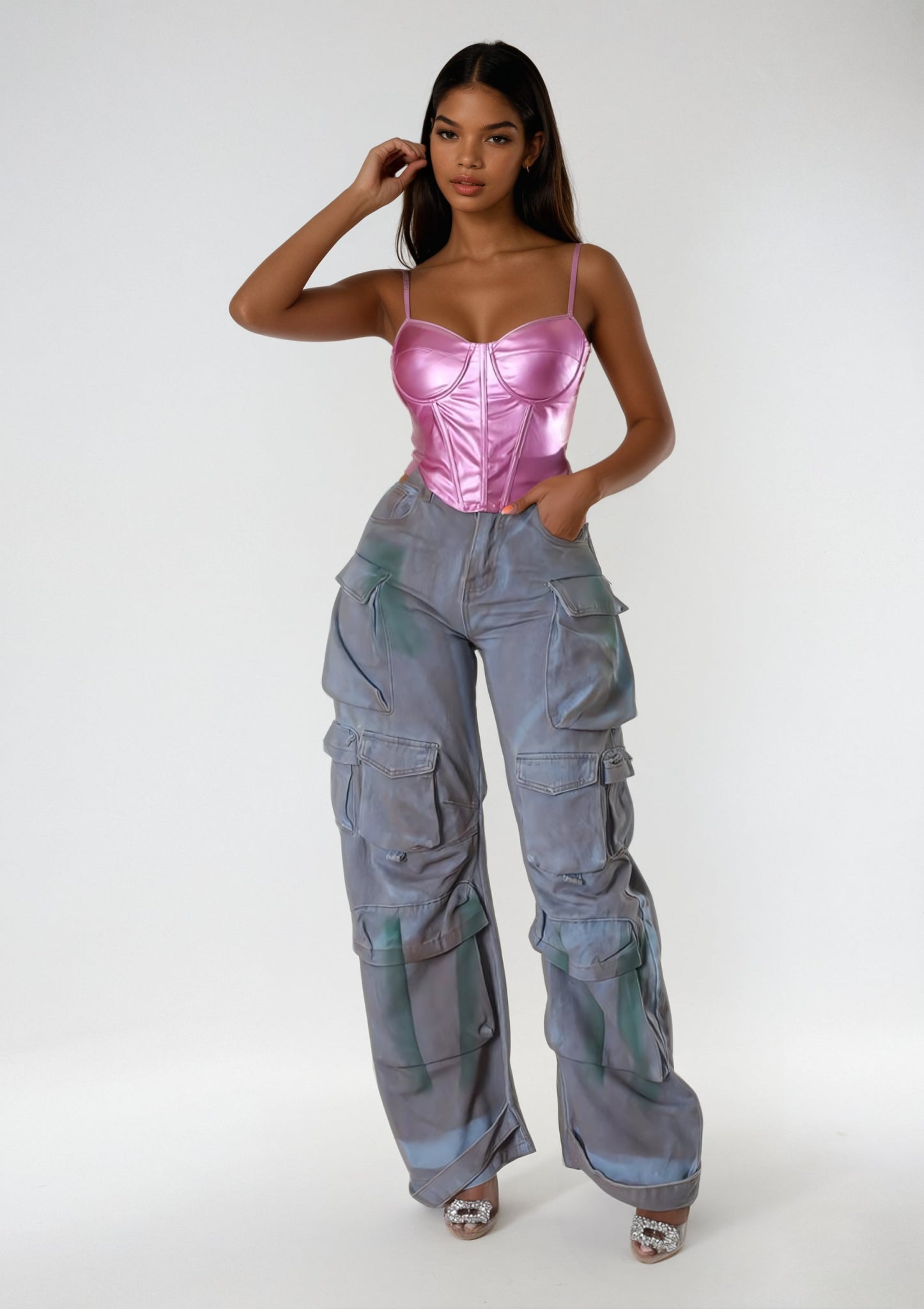 Seasonal Sale Stained Cargo Denim Pants