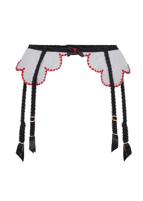 Deep Savings Lorna Heart Suspender (Black / Red)