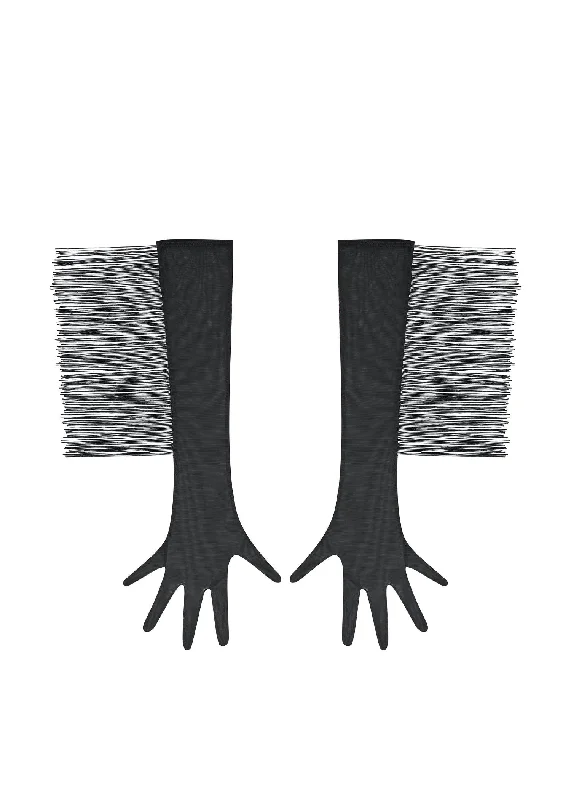 Make Your Weekend Count with Savings Long Mesh Gloves With Fringe (Black)