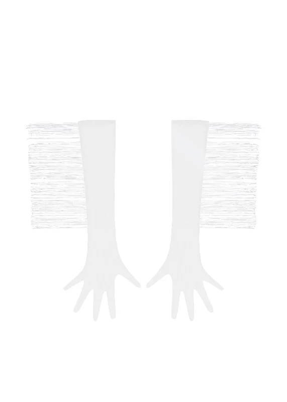 Weekend Wonders Await! Long Mesh Gloves With Fringe (White)