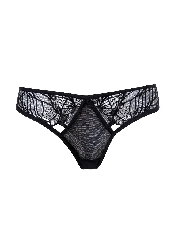 Stock Up Emerson (Black) Lace and Mesh Thong