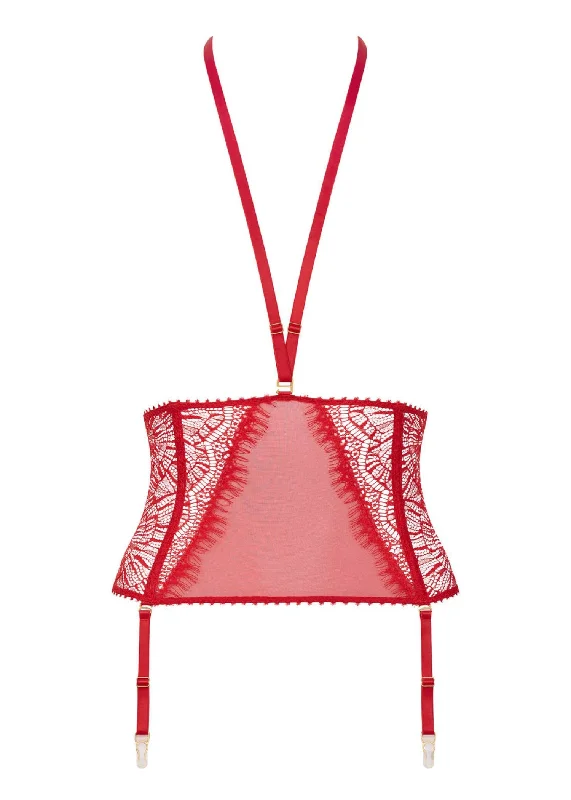 Deal Alert Accroche Coeur Waist Cincher with Suspenders (Red)