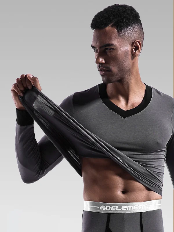 Weekend Savings Bonanza Mens Base Layers V-Neck Thermal Shirt