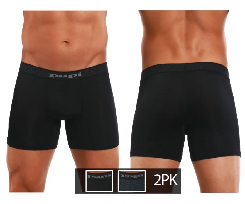 Take Action Papi 626185-962 Cool2 2PK Solid Boxer Briefs Color Black-Gray