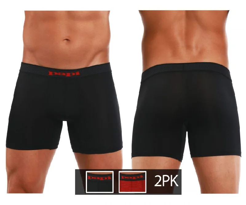 Super Discount Papi 626185-982 Cool2 2PK Solid Boxer Briefs Color Black-Red