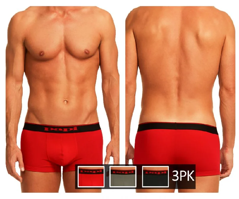 Lowest Rates Papi 980501-950 3PK Cotton Stretch Brazilian Solids Color Red-Gray-Black