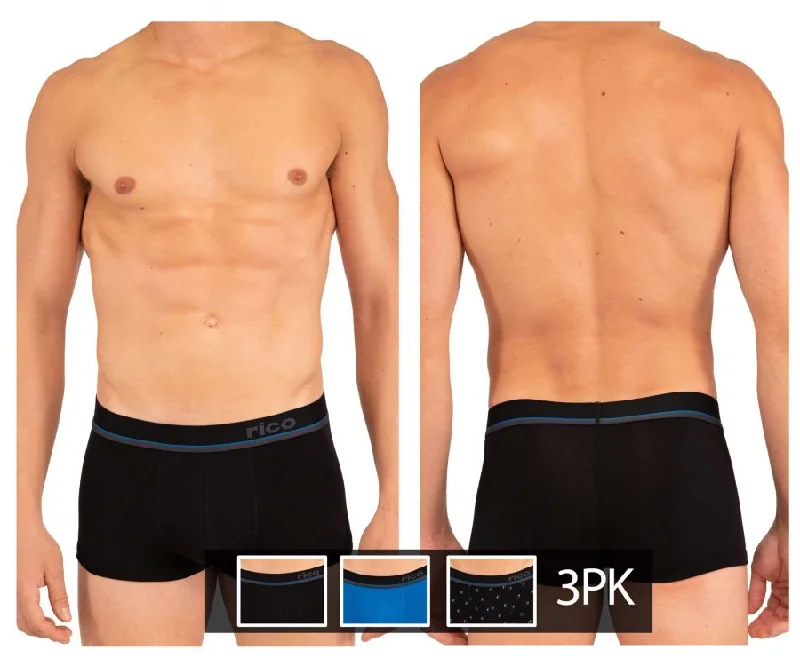 Deep Savings Rico 250109 3PK Brazilian Trunks Color Black-Blue