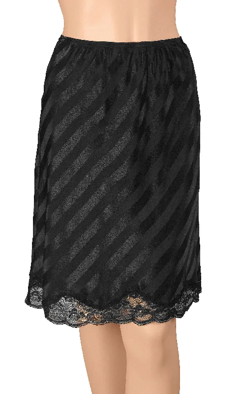 Weekend Deal Gemsli Womens Shadow Cling Free Tone on Tone Striped Half Slip with Novelty Lace