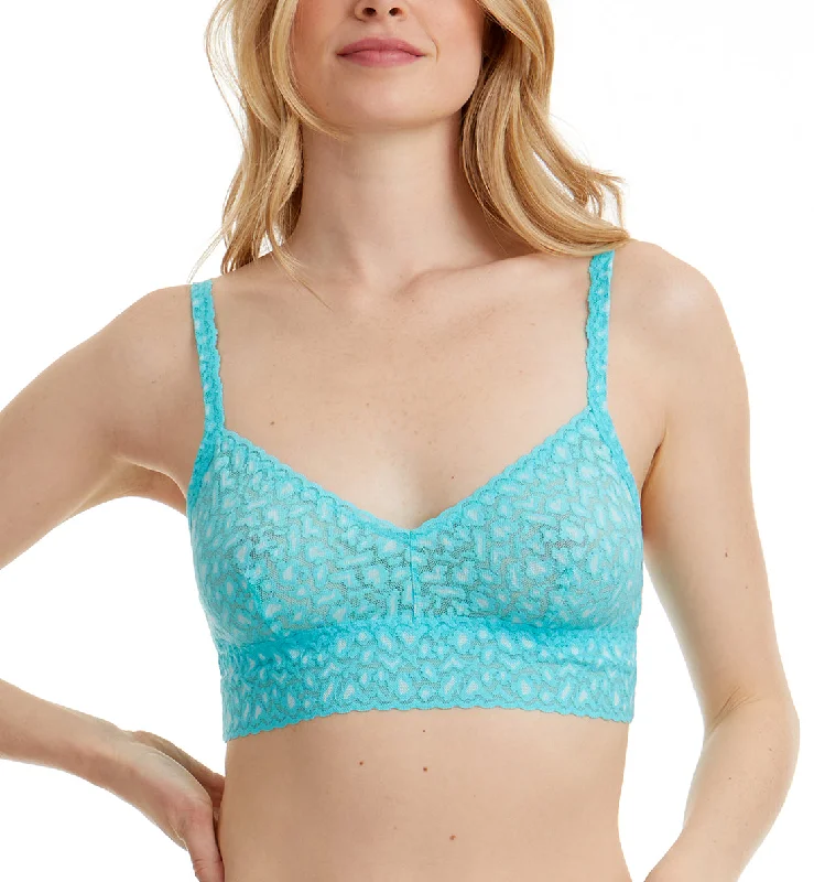 Super Bargain Hanky Panky Cross-Dyed Retro Bralette (7J7271) - Radiant Turquoise/White
