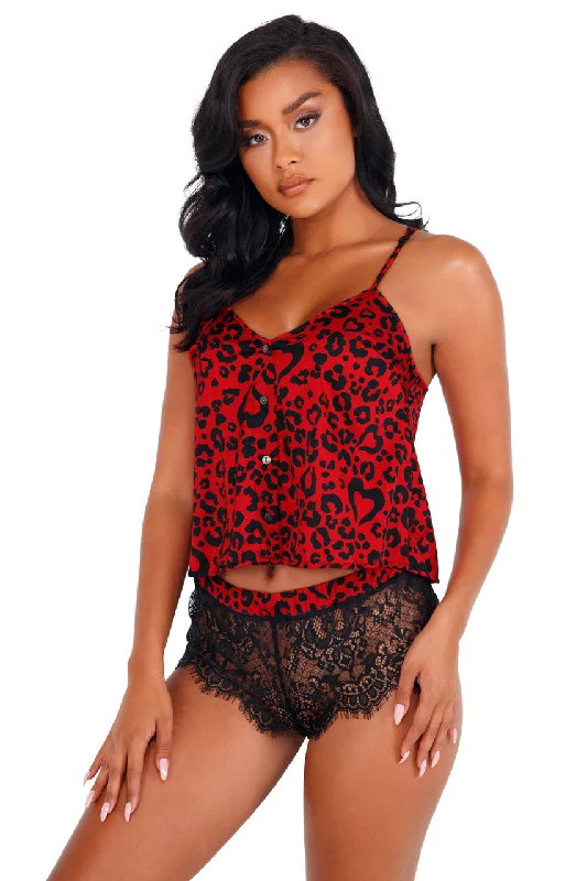 Crazy Deal Heart Shaped Leopard Pajama Set