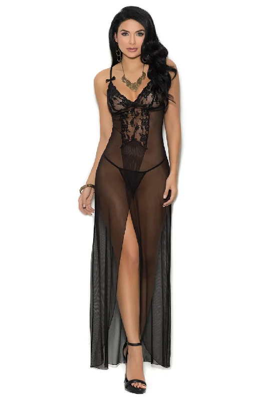 Super Sale Long Mesh and Lace Lingerie Gown