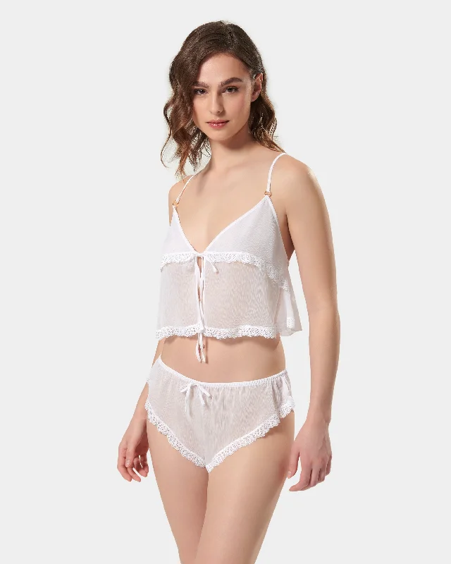 Low Price Pia Crop Cami and Short Set White