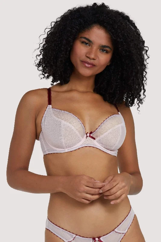 Weekend Specials You Can't Miss Grace Dusty Pink and Wine Plunge Net Bra