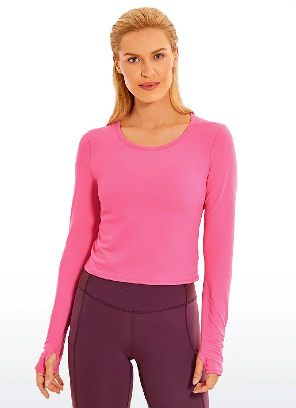 Price Reduction Brushed Long Sleeve with Thumbholes Cropped