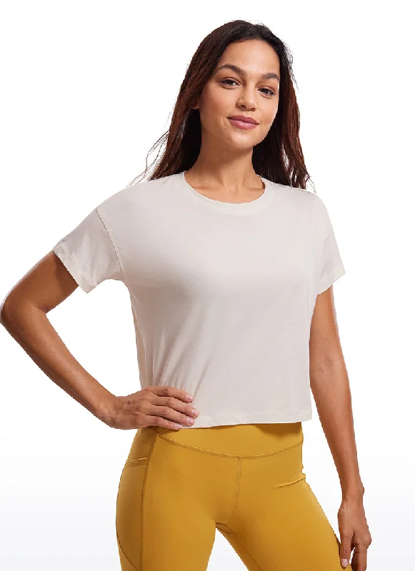Now or Never Pima Cotton Short Sleeves Cropped Crew Neck