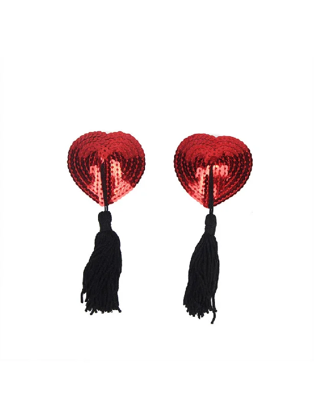 Unbeatable Deal Red Sequin Heart Tassel Pasties