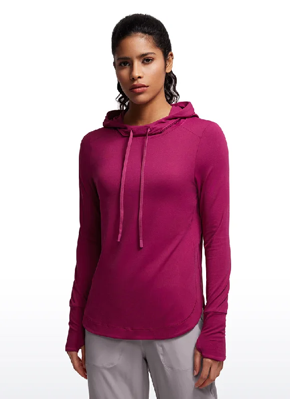 Make Your Weekend Count with Savings Brushed Feeling Long Sleeves Hoodie with Thumbhole