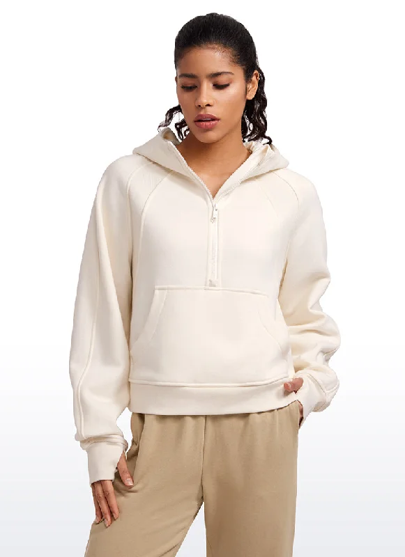 Weekend Offers That Impress Fleece Lined Half Zip Hoodies with Thumb Holes
