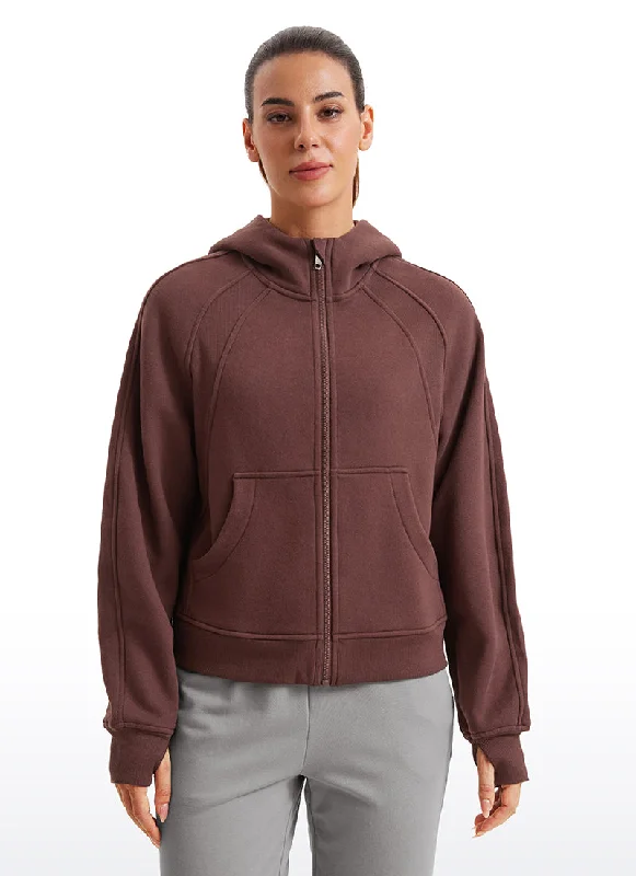 Overstock Fleece Lined Full Zip Hoodies with Thumb Holes